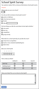 google forms, question types